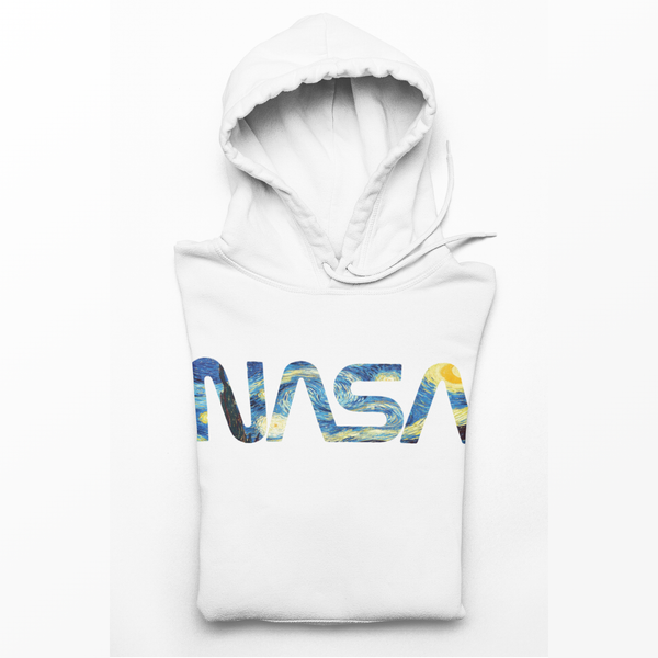 NASA Starry Hoodie Worm Edition (Unisex) Hoodie S / WHITE - From Nasa Depot - The #1 Nasa Store In The Galaxy For NASA Hoodies | Nasa Shirts | Nasa Merch | And Science Gifts