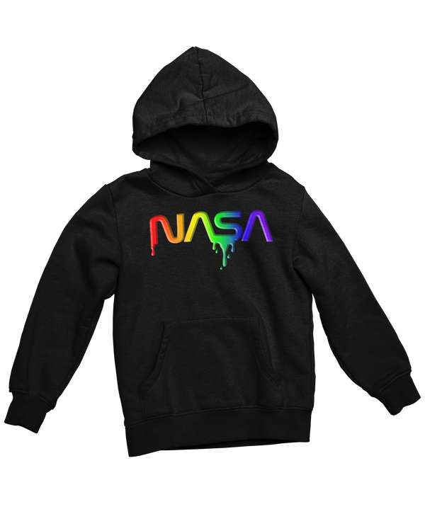 NASA Dripped Cotton Blend Hoodie Hoodie Black Rainbow Edition / Small - From Nasa Depot - The #1 Nasa Store In The Galaxy For NASA Hoodies | Nasa Shirts | Nasa Merch | And Science Gifts