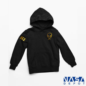 Alienwear Gold Area 51 - Cotton Blend Hoodie Hoodie S - From Nasa Depot - The #1 Nasa Store In The Galaxy For NASA Hoodies | Nasa Shirts | Nasa Merch | And Science Gifts