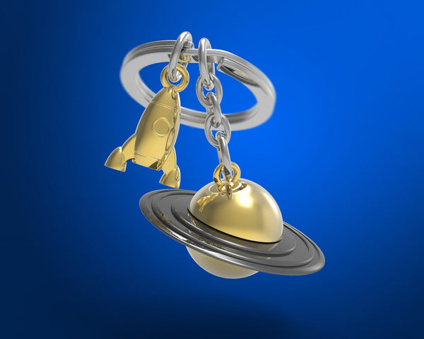 Metalmorphose 3D Outer Space Saturn RocketShip Keychain keychain - From Nasa Depot - The #1 Nasa Store In The Galaxy For NASA Hoodies | Nasa Shirts | Nasa Merch | And Science Gifts