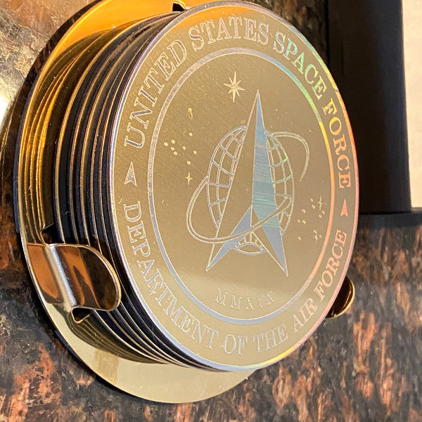 US Space Force Laser Etched Steel Coasters (set of 6 with holder) coasters - From Nasa Depot - The #1 Nasa Store In The Galaxy For NASA Hoodies | Nasa Shirts | Nasa Merch | And Science Gifts