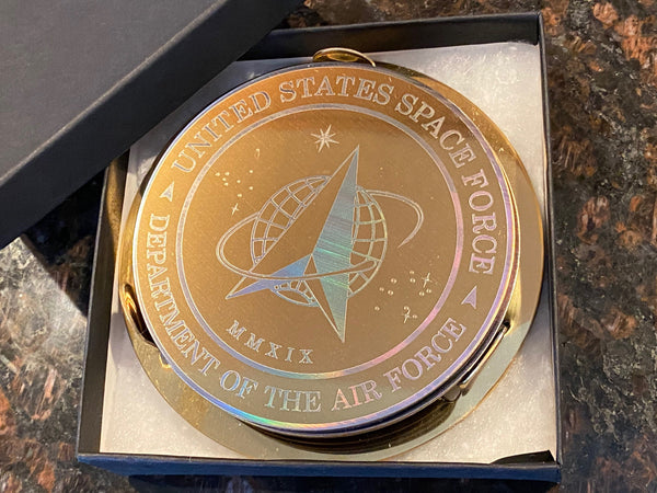 US Space Force Laser Etched Steel Coasters (set of 6 with holder) coasters - From Nasa Depot - The #1 Nasa Store In The Galaxy For NASA Hoodies | Nasa Shirts | Nasa Merch | And Science Gifts