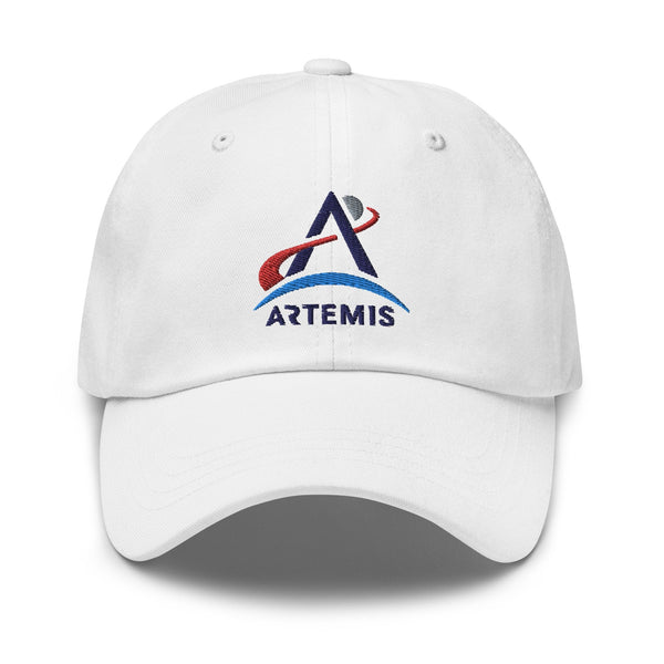 Artemis 1 Embroidered Dad hat NASA Artemis Moon Mission Cap hats White - From Nasa Depot - The #1 Nasa Store In The Galaxy For NASA Hoodies | Nasa Shirts | Nasa Merch | And Science Gifts
