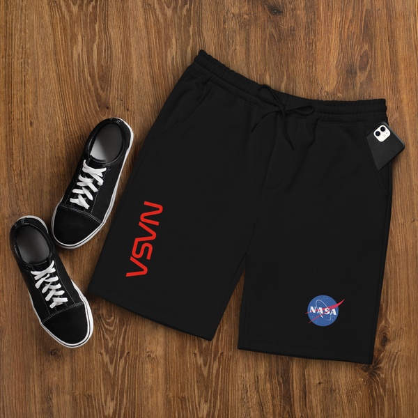 Men's NASA Fleece Shorts Black / S - From Nasa Depot - The #1 Nasa Store In The Galaxy For NASA Hoodies | Nasa Shirts | Nasa Merch | And Science Gifts