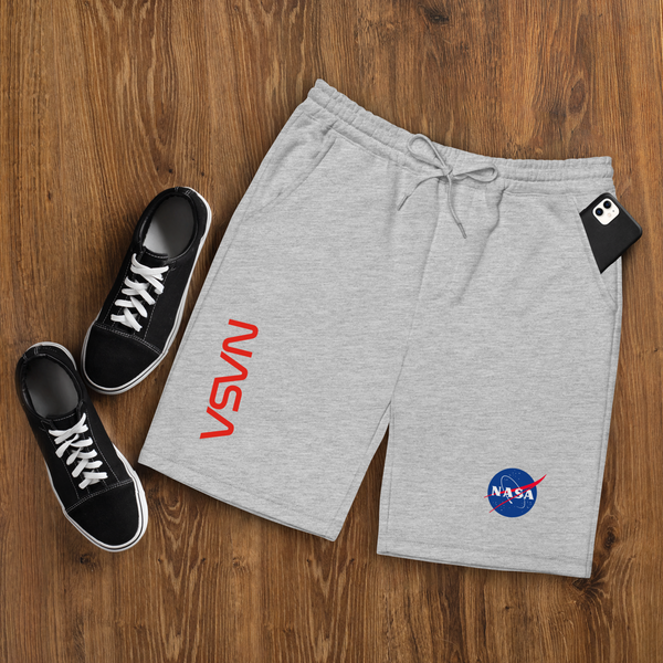 Men's NASA Fleece Shorts Heather Grey / S - From Nasa Depot - The #1 Nasa Store In The Galaxy For NASA Hoodies | Nasa Shirts | Nasa Merch | And Science Gifts