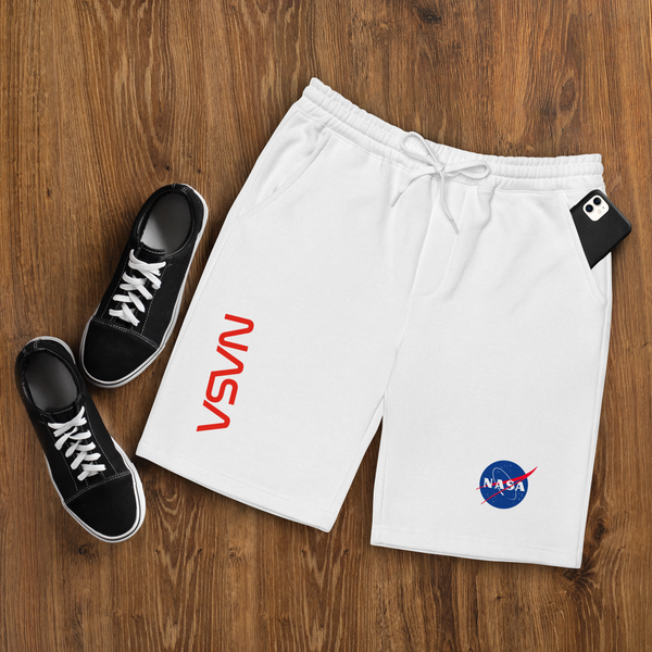 Men's NASA Fleece Shorts White / S - From Nasa Depot - The #1 Nasa Store In The Galaxy For NASA Hoodies | Nasa Shirts | Nasa Merch | And Science Gifts