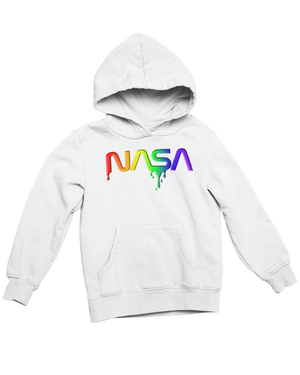 NASA Dripped Cotton Blend Hoodie Hoodie White Rainbow Edition / Small - From Nasa Depot - The #1 Nasa Store In The Galaxy For NASA Hoodies | Nasa Shirts | Nasa Merch | And Science Gifts
