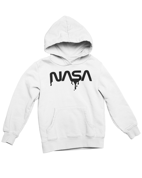 NASA Dripped Cotton Blend Hoodie Hoodie White/Black / Small - From Nasa Depot - The #1 Nasa Store In The Galaxy For NASA Hoodies | Nasa Shirts | Nasa Merch | And Science Gifts