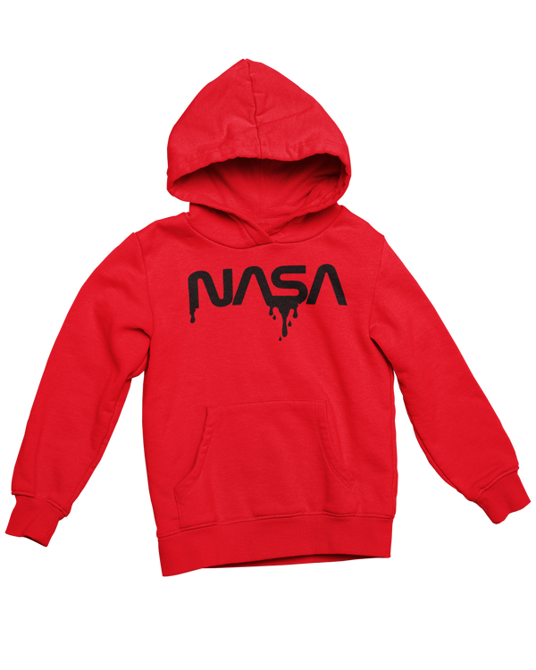 NASA Dripped Cotton Blend Hoodie Hoodie Red/Black / Small - From Nasa Depot - The #1 Nasa Store In The Galaxy For NASA Hoodies | Nasa Shirts | Nasa Merch | And Science Gifts