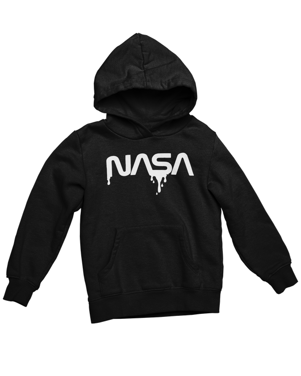 NASA Dripped Cotton Blend Hoodie Hoodie Black/White / Small - From Nasa Depot - The #1 Nasa Store In The Galaxy For NASA Hoodies | Nasa Shirts | Nasa Merch | And Science Gifts