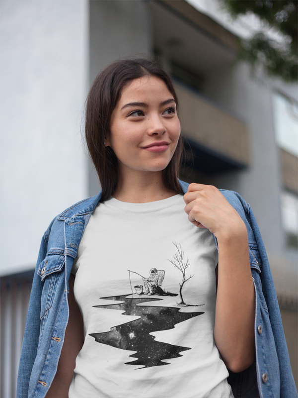 Let's Go Fishing Nasa Womens Cotton T-Shirt T-Shirt - From Nasa Depot - The #1 Nasa Store In The Galaxy For NASA Hoodies | Nasa Shirts | Nasa Merch | And Science Gifts