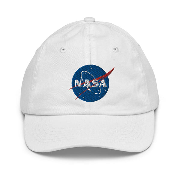 Youth Nasa Baseball Embroidered Hat White - From Nasa Depot - The #1 Nasa Store In The Galaxy For NASA Hoodies | Nasa Shirts | Nasa Merch | And Science Gifts